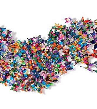 Passing with flying colors - 195 x 95 / 130 x 62 cm - Sculpture murale 3D en métal découpée au laser