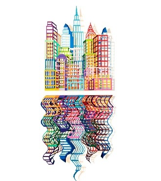 Reflections mini - 66 x 165 cm - Sculpture murale 3D en métal découpée au laser