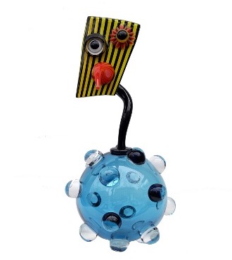 Flacon billes - Sculpture en verre - H 51 cm