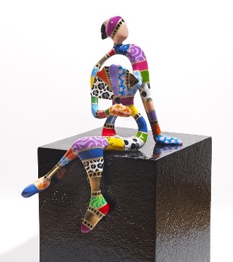 Fan lady - 68 × 38 × 30 cm - Sculpture en bronze
