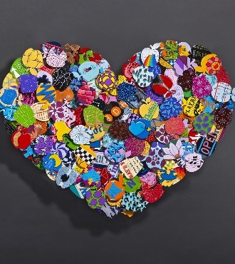NY in my heart - 108 x 98 x 14 / 62 x 56 x 14 cm - Sculpture murale 3D en métal découpée au laser