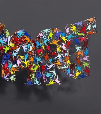 Pop Art - 185 x 76 / 140 x 40 cm - Sculpture murale 3D en métal découpée au laser