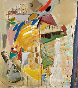 Studio facing the sea - 146 x 156 cm - Technique mixte sur toile