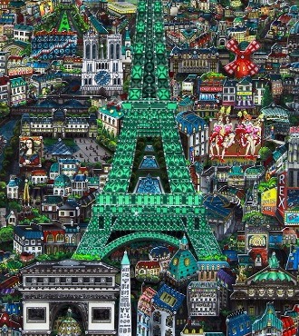 Midnight in Paris colors - 38 x 88 cm - Sérigraphie 3D sur aluminium