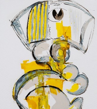 La sculpturale - 92 x 73 cm - Technique mixte sur toile
