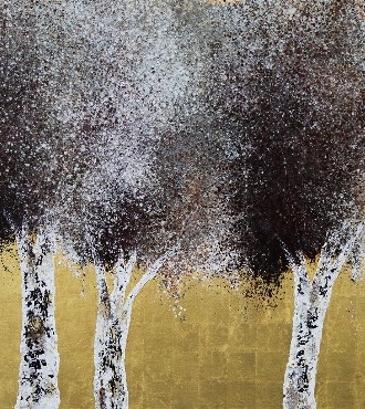 Racine - A 183 - 146 x 114 cm - Huile sur toile dorée à la feuille