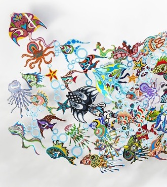 Go with the flow - 185 x 81 / 130 x 57 cm - Sculpture murale 3D en métal découpé au laser