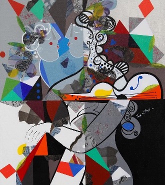 Face à face - 60 x 80 cm - Acrylique sur toile