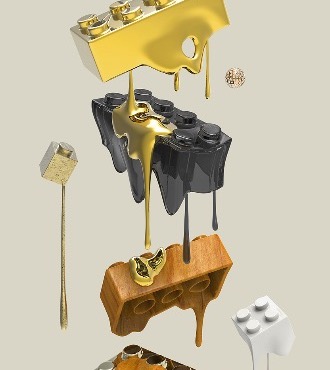 Lego royal - 80 x 150 cm - Oeuvre digitale originale sur toile - vendue
