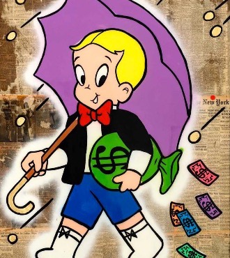 RICHIE RICH UMBRELLA - 120 x 90 cm - Technique mixte sur toile