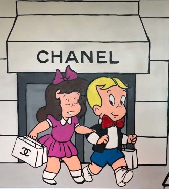 RICHIE SHOPPING IN LONDON - 120 x 150 cm - Technique mixte sur toile