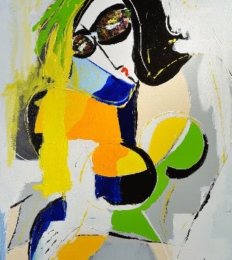 Les lunettes noires - 92 x 73 cm - Technique mixte sur toile