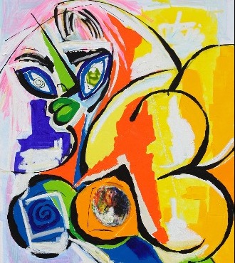 La gata - 116 x 89 cm - Technique mixte sur toile