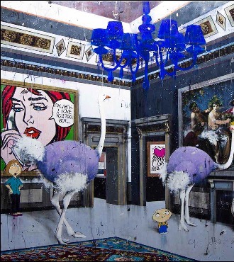 Oh Jeff - 180 x 180 cm - Peinture à l'huile, acrylique et encre