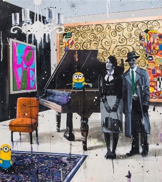 Welcome ! - 70 x 100 cm - Peinture à l'huile, acrylique et encre