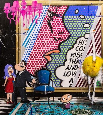 Kiss Me - 140 x 200 cm - Peinture à l'huile, acrylique et encre