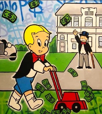 Richie Money Mower - 120 x 180 cm - Technique mixte sur toile