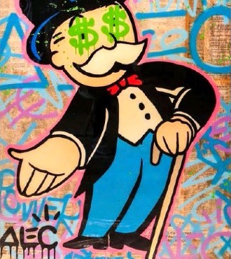 Hand Out $ Eyes - 122 x 91 cm - Technique mixte sur toile