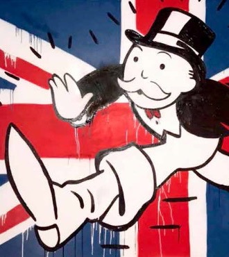 Monopoly Running & UK Flag - 300 x 152 cm - Technique mixte sur toile