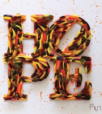 Hope Mini - Tribute to Indiana - 100 x 100 cm - Plumes et dessin