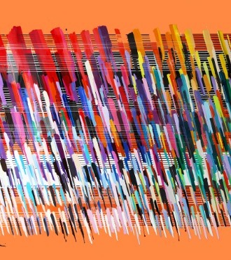 Jazz Notes Orange - 130 x 90 cm - Laque sur aluminium
