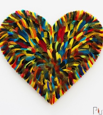Jungle Love XXL - 100 x 100 cm - Plumes et dessin