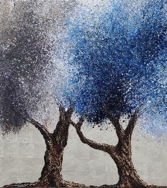 Racines 412 A - 97 x 130 cm - Huile sur toile dorée à la feuille