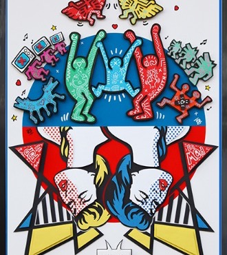 Haring / Lichtenstein - 50 x 70 cm - Technique Mixte