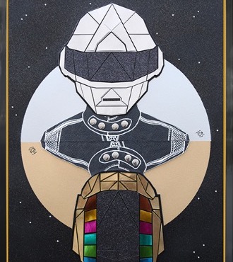 Daft Punk - 50 x 70 cm - Technique Mixte
