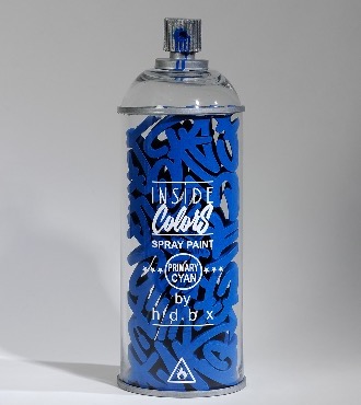 Blue Spray Can - 58 x 20 cm - Sculpture en verre et en résine
