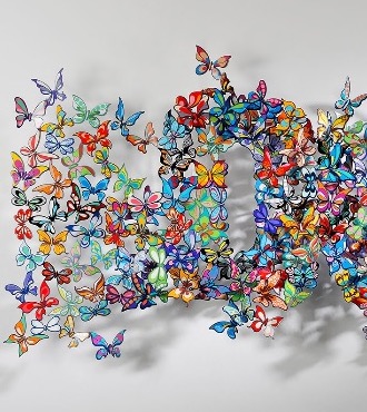 Love fluters by - 180 x 75 cm - Sculpture murale 3D en métal découpée au laser