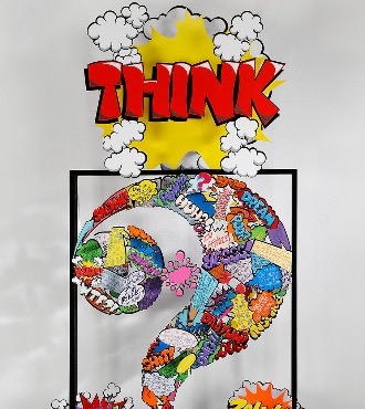 Thinking Comics - 130 x 65 cm - Sculpture murale 3D métal découpée au laser