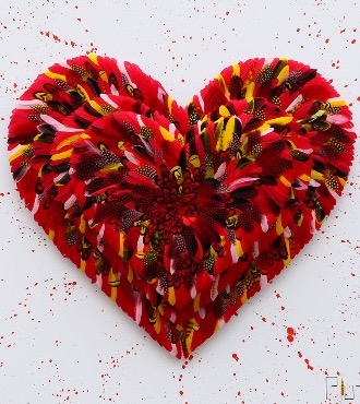 Heart Cake - 100 x 100 cm - Plumes et dessin