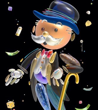 Perfect Gentleman - 120 x 90 cm - Oeuvre digitale originale sur toile