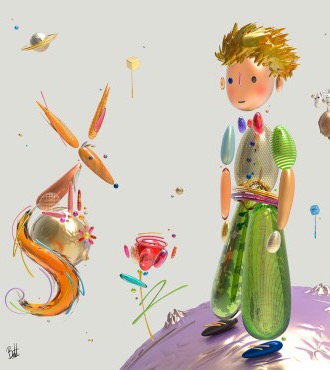 Petit Prince - Mon Etoile - 120 x 120 cm - Oeuvre digitale originale sur toile