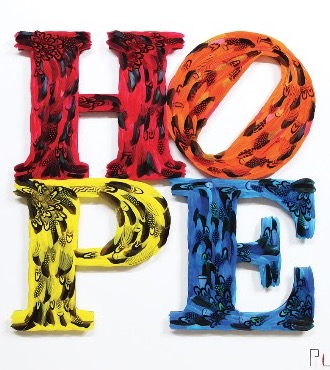 Hope - Tribute to Indiana - 120 x 120 cm - Plumes et dessin