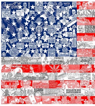 Historically ... Our American Flag - 91 x 49,5 cm - Sérigraphie 3D