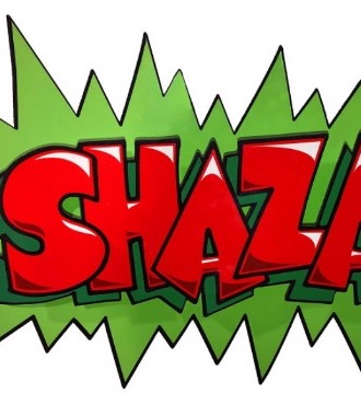 Shazam ! - 26 x 46 cm - Sculpture murale 3D en métal découpée au laser