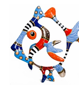 Flying fish - 65 x 49 x 15 cm - Sculpture en bronze