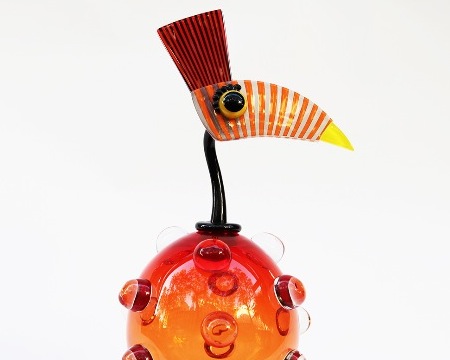 Bubble perroquet - Sculpture en verre