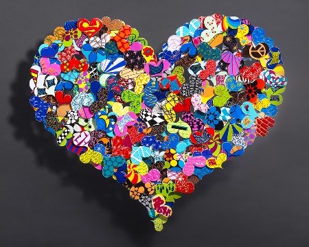 Look within your heart - 107 x 90 / 62 x 56 cm - Sculpture murale 3D en métal découpée au laser