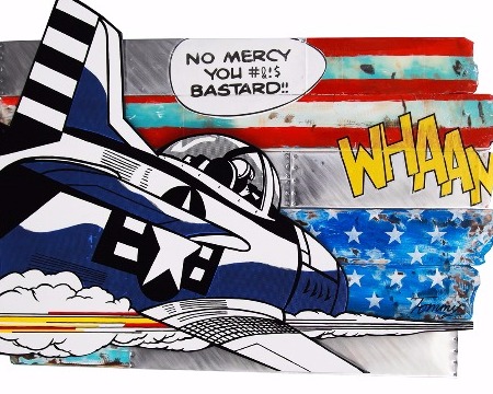 Jet fighter - 80 x 120 cm - Technique mixte sur bois