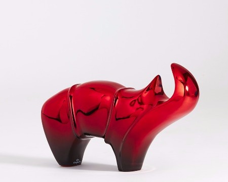 Rhinocéros rouge - 23 x 36 cm – Bronze poli miroir