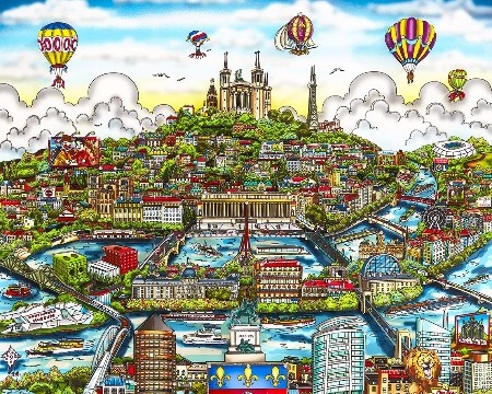 City of lights... Lyon - 40 x 42 cm - Sérigraphie 3D