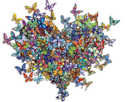 My heart is all a flutter - 110 x 100 / 61 x 51 cm - Sculpture murale 3D en métal découpée au laser