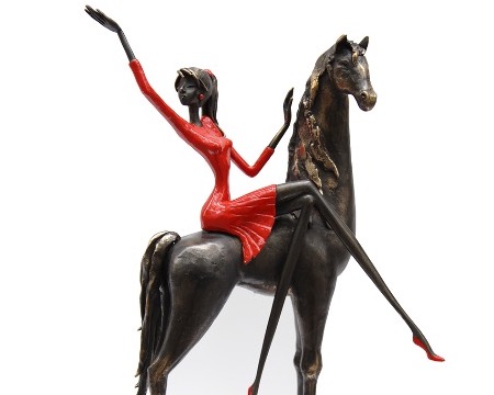 Rosa et silver - 42 cm - Sculpture en bronze, pièce unique