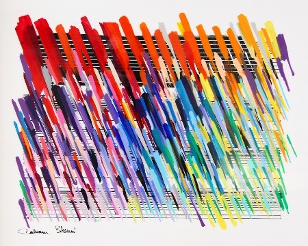 Clear jazz notes - 72 x 54 cm - Laque sur bois