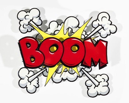 Boom - 40 x 46 cm - Sculpture murale 3D en métal découpée au laser