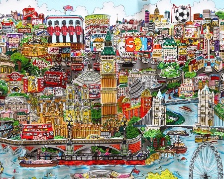 Touch down in London town - 48 x 48 cm - Sérigraphie 3D