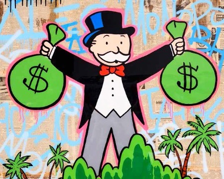 Monopoly Holding 2 $ Bags Beverly Hills - 120 x 150 cm - Technique mixte sur toile